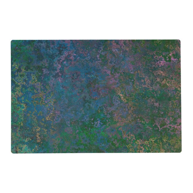 Dark Green and Blue Alcohol Ink Abstract Placemat (Front)