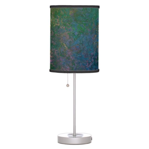 Dark Green and Blue Alcohol Ink Abstract Table Lamp