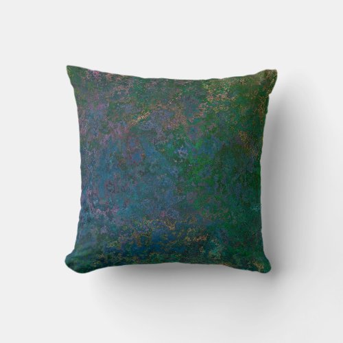 Dark Green and Blue Alcohol Ink Abstract Throw Pillow