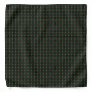 Dark Green and Brown Color Retro Plaid Squares Bandana
