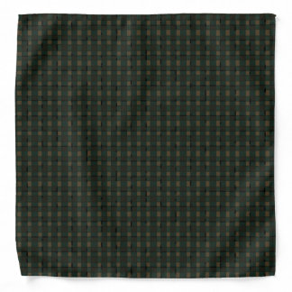 Dark Green and Brown Color Retro Plaid Squares Bandana