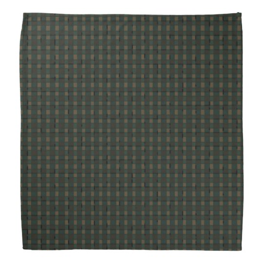 Dark Green And Brown Color Retro Plaid Squares Bandana Zazzle Com