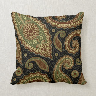 Dark green and burgundy paisley.png throw pillow