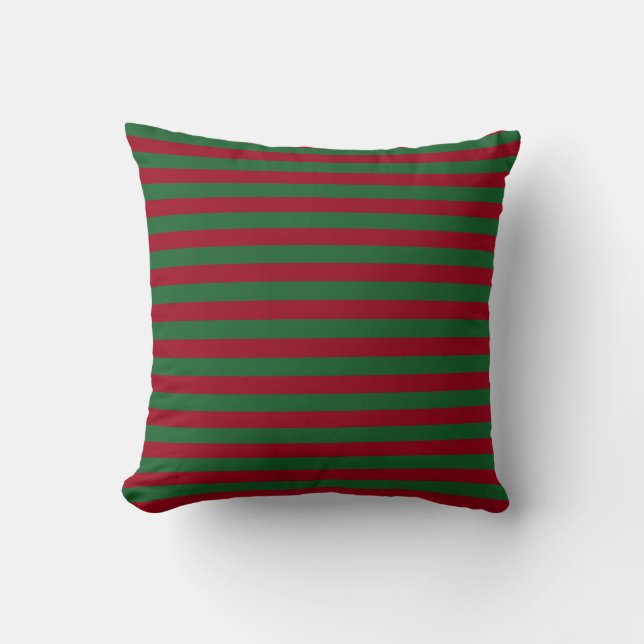 Dark Green and Burgundy Stripes Throw Pillow (Front)