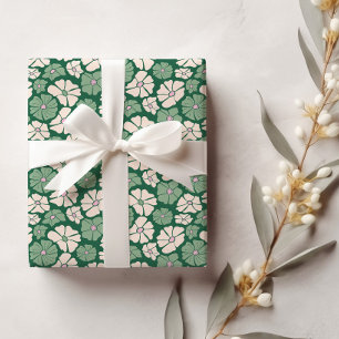 Dark Green and Cream white Birthday Wrapping Paper