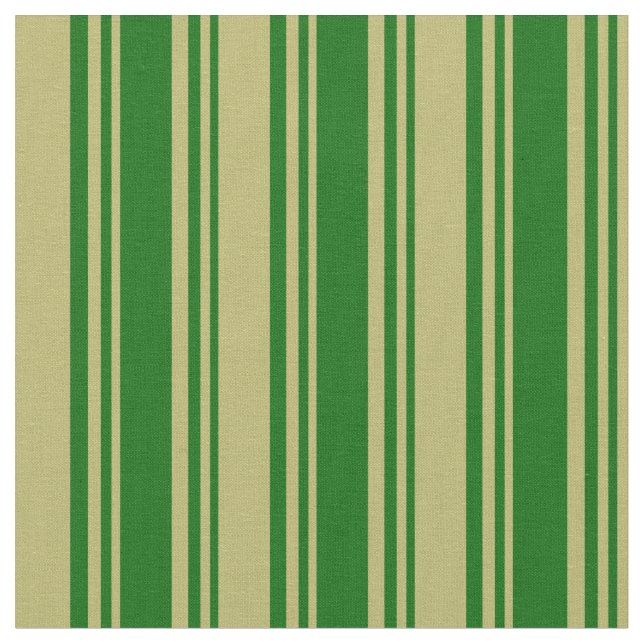 Dark Green and Dark Khaki Stripes/Lines Pattern Fabric (Close Up)