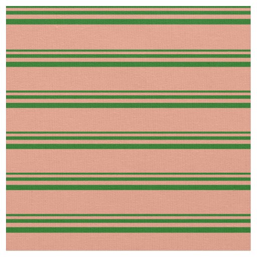 Dark Green and Dark Salmon Colored Lines Fabric