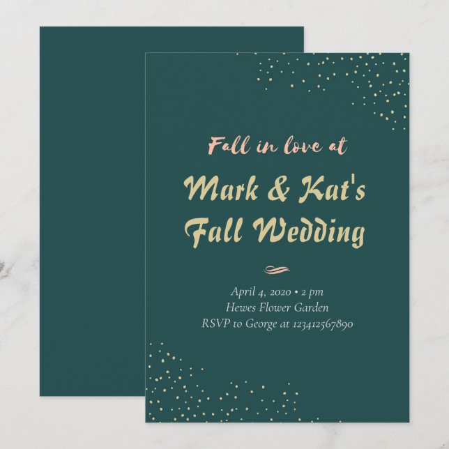 Dark Green and Gold Elegant Glittery Invitation (Front/Back)