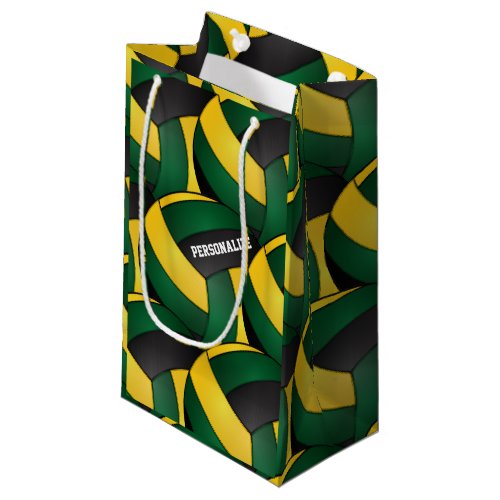 Dark Green and Gold Volleyballs Small Gift Bag