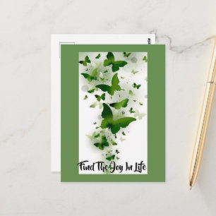 Dark Green and Gray Butterfies Postcard