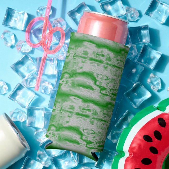 Dark green and gray marble seltzer can cooler (In Situ Summer)