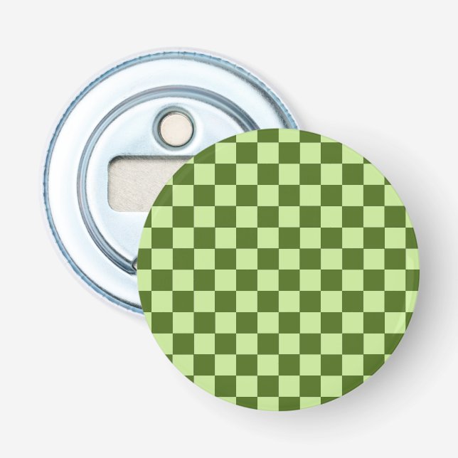 Dark Green and Light Green Checkers   Bottle Opener (Front)