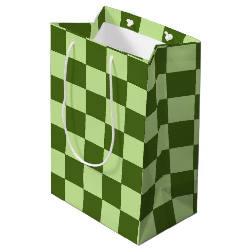 Dark Green and Light Green Checkers  Medium Gift Bag