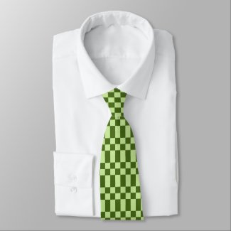 Dark green and light green checkers neck tie
