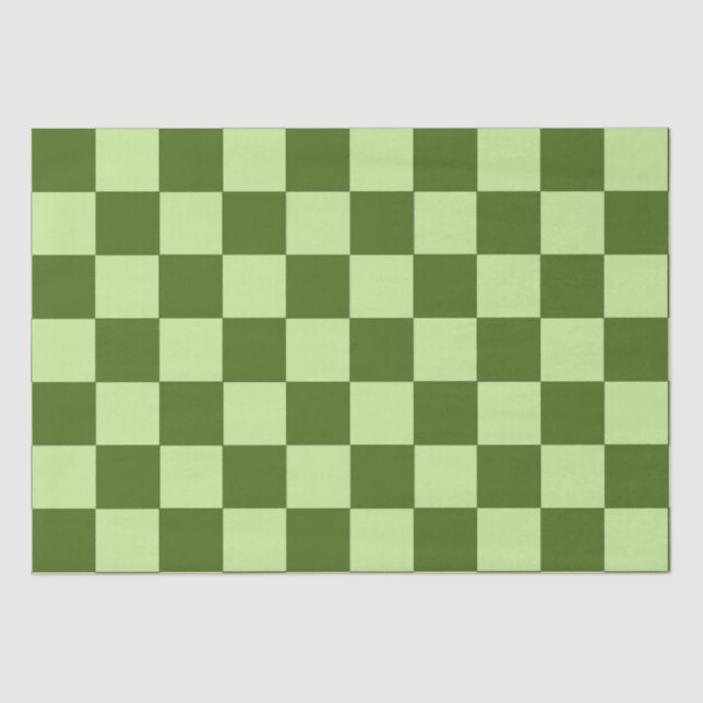 Dark Green and Light Green Checkers   Tissue Paper (Front)