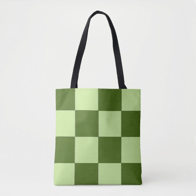 Dark Green and Light Green Checkers  Tote Bag (Front)