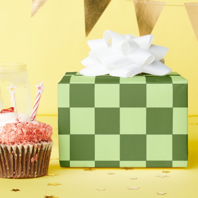Dark Green and Light Green Checkers  Wrapping Paper (Birthday Party)