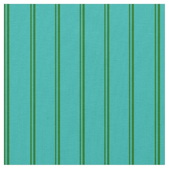 Dark Green and Light Sea Green Stripes Fabric (Close Up)