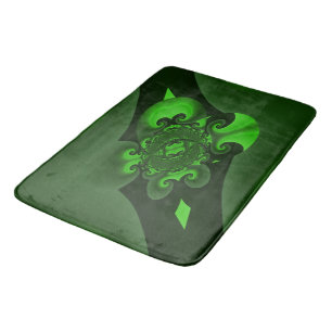 Dark Green And Lime Spiral Wave Bath Mat