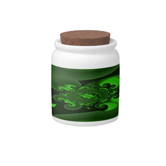 Dark Green And Lime Spiral Wave Candy Jar