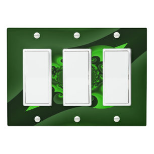 Dark Green And Lime Spiral Wave Light Switch Cover