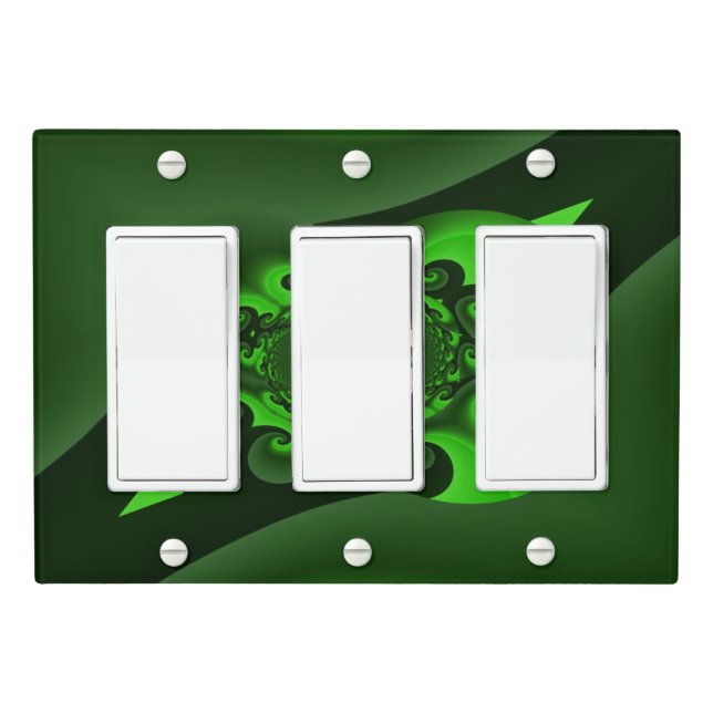Dark Green And Lime Spiral Wave Light Switch Cover (In Situ)