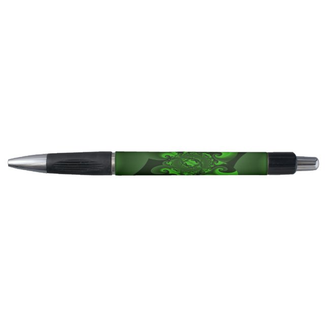 Dark Green And Lime Spiral Wave Pen (Front)