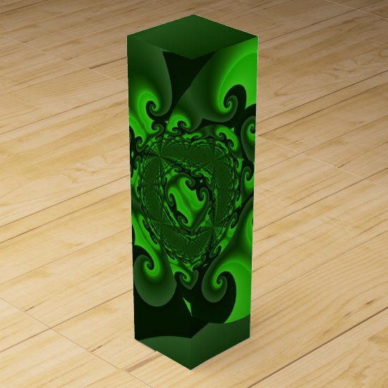 Dark Green And Lime Spiral Wave Wine Box