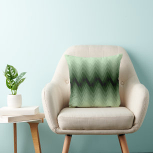 Dark green and mint zigzag. throw pillow