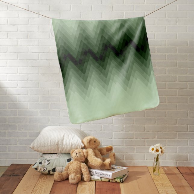 Dark green and mint zigzag. throw pillow baby blanket (In Situ)