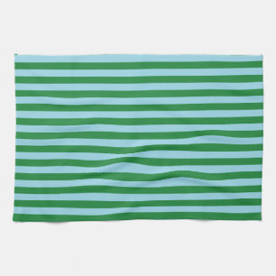 Dark Green and Pastel Blue Stripes Kitchen Towel