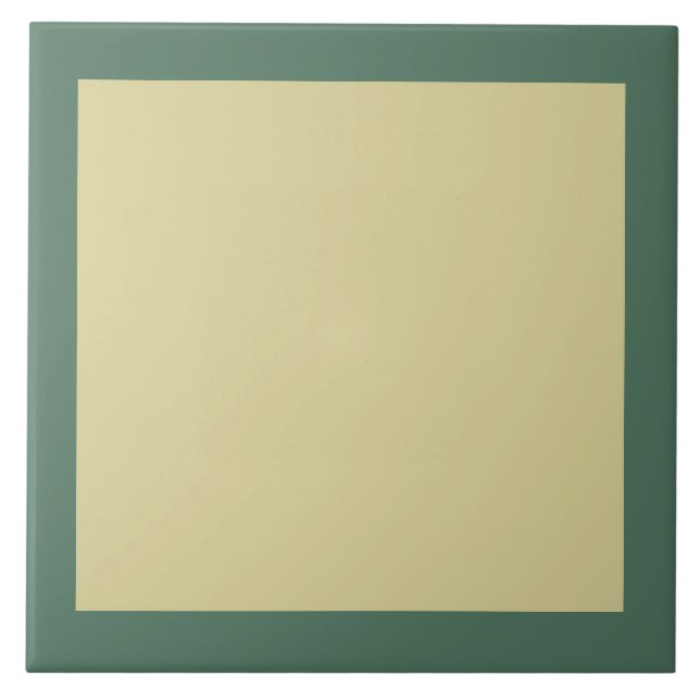 Dark green and pastel yellow ceramic tile (Front)