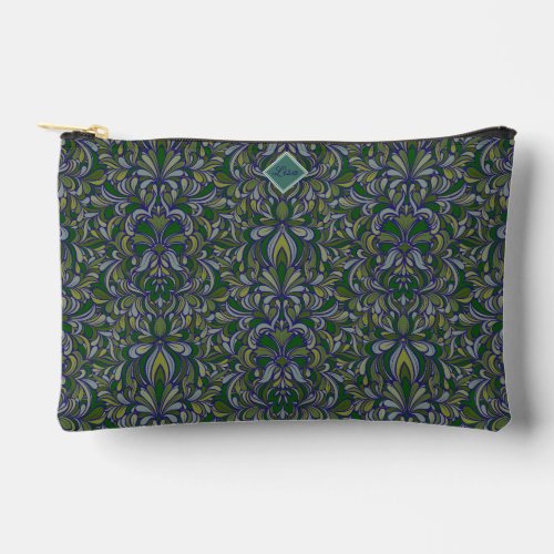 Dark Green and Periwinkle Art Nouveau Cut Sew Bag