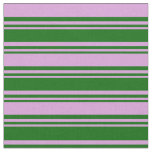 [ Thumbnail: Dark Green and Plum Striped Pattern Fabric ]