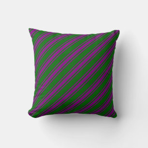 Dark Green and Purple Striped Pattern Throw Pillow