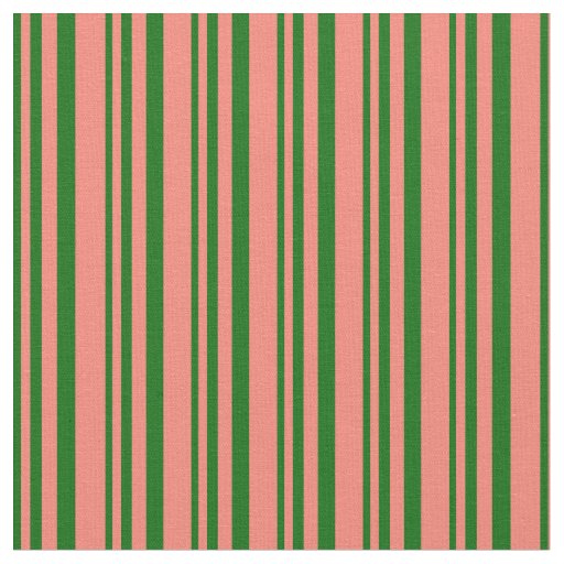 Dark Green and Salmon Lines Fabric