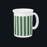 Dark green and white candy stripes beverage pitcher<br><div class="desc">Dark green and white candy stripes</div>