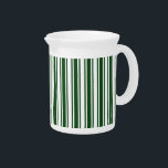 Dark green and white candy stripes beverage pitcher<br><div class="desc">Dark green and white candy stripes</div>