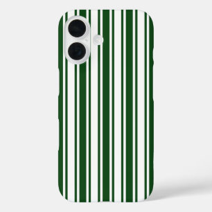 Dark green and white candy stripes iPhone 16 case