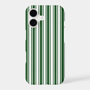 Dark green and white candy stripes iPhone 17 case