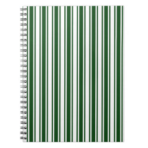 Dark green and white candy stripes notebook