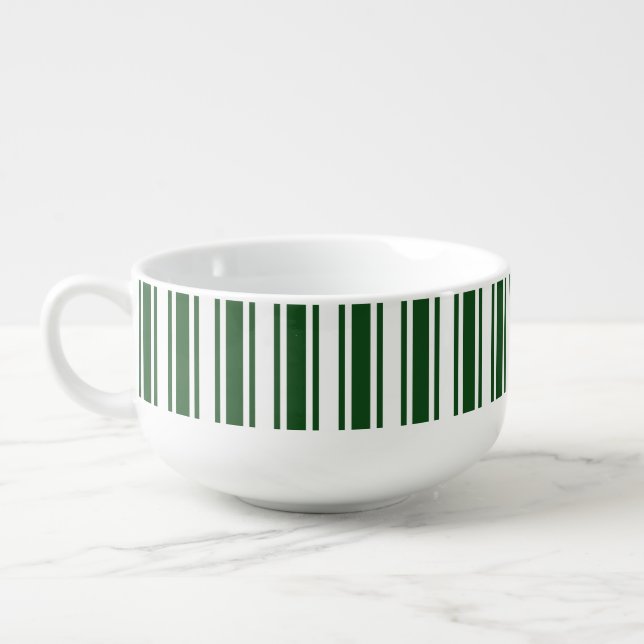 Dark green and white candy stripes soup mug (Right)