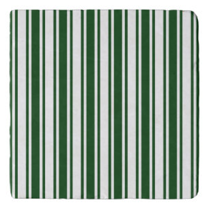 Dark green and white candy stripes trivet