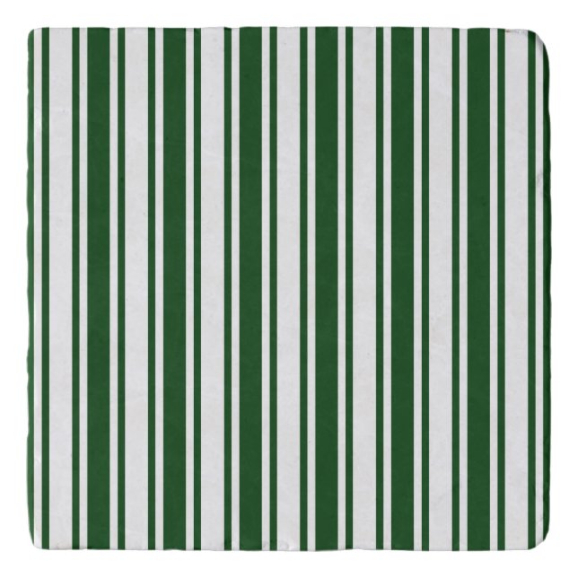 Dark green and white candy stripes trivet (Front)