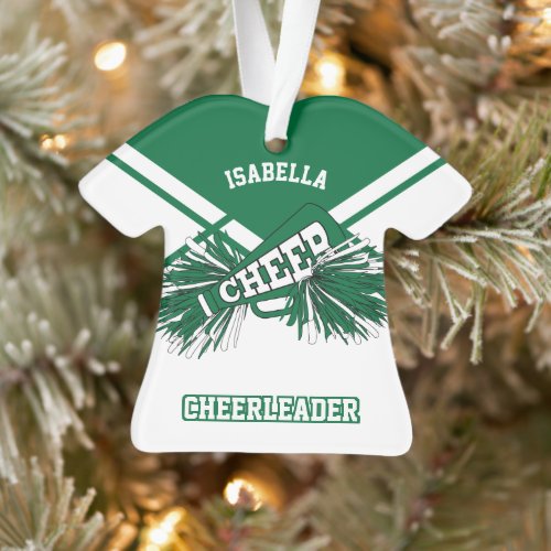 Dark Green and White Cheerleader  Ornament
