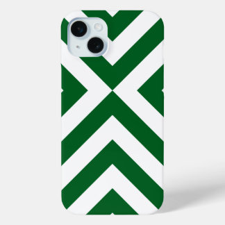 Dark Green and White Chevrons iPhone 15 Plus Case