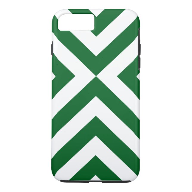 Dark Green and White Chevrons iPhone 8/7 Plus Case (Back)