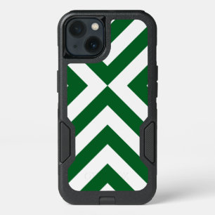 Dark Green and White Chevrons iPhone 13 Case