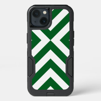 Dark Green and White Chevrons iPhone 13 Case