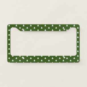 Dark Green and White Christmas Trees Pattern License Plate Frame